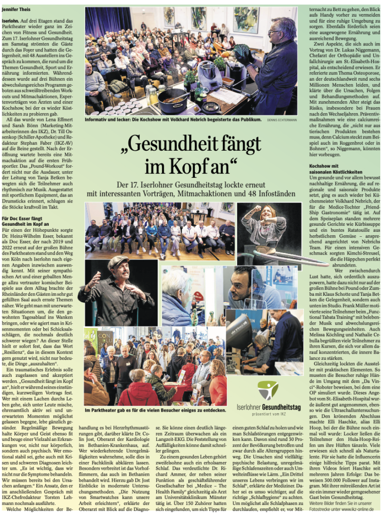 Zeitungsartikel zum Iserlohner Gesundheitstag