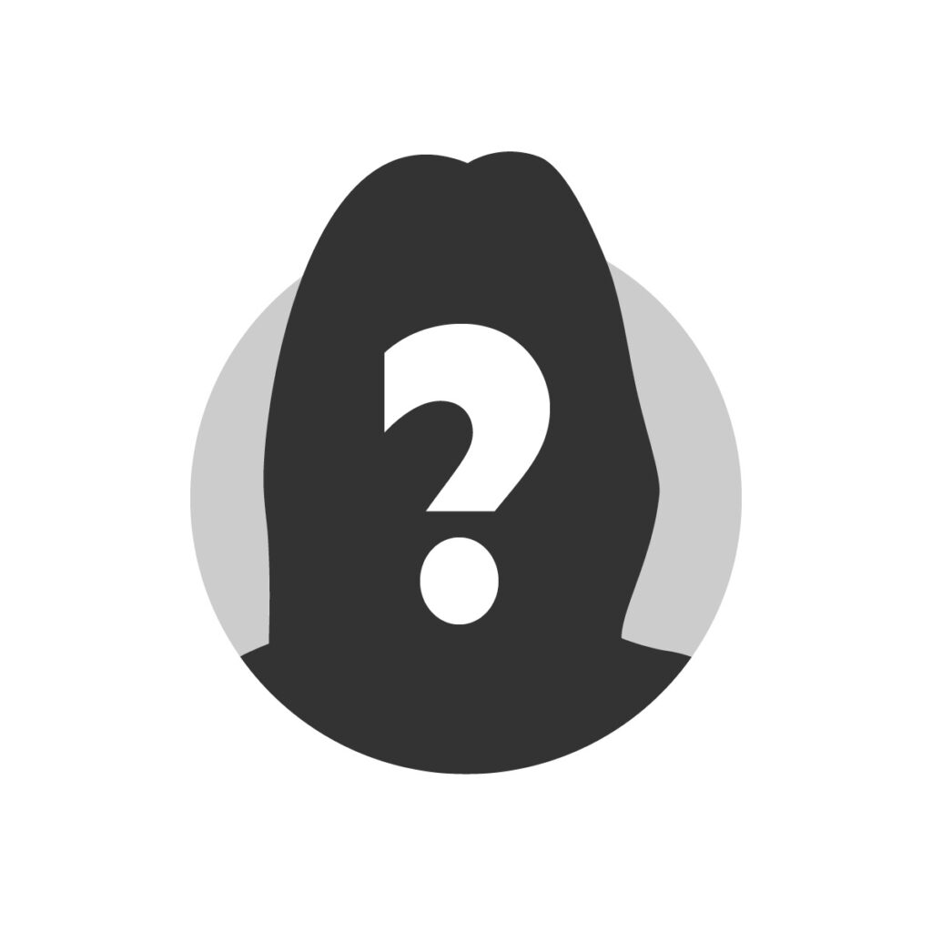 Platzhalter-Grafik mit weiblicher Silhouette und Fragezeichen vor grauem Kreis; Symbolbild für eine noch nicht veröffentlichte Person.