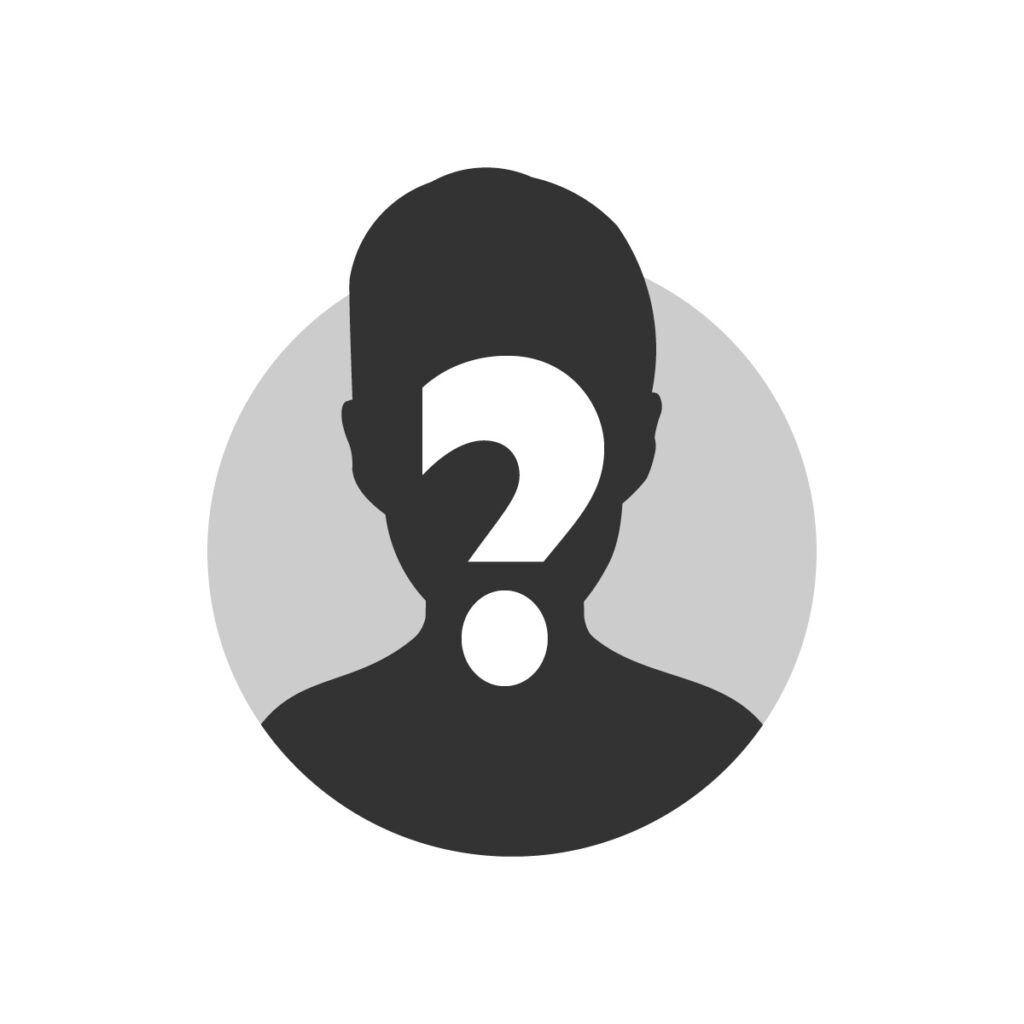 Platzhalter-Grafik mit männlicher Silhouette und Fragezeichen vor grauem Kreis; Symbolbild für eine noch nicht veröffentlichte Person.