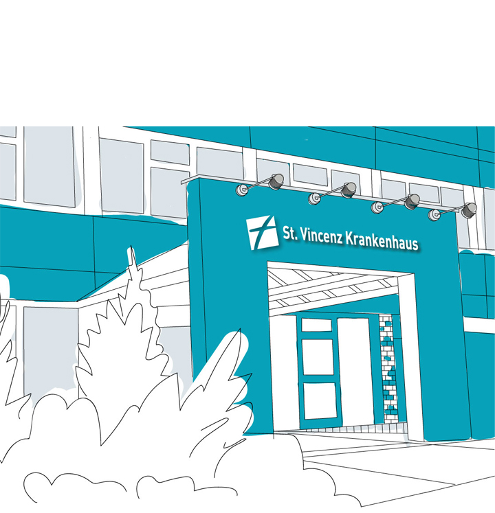 Zeichnung vom Vincenz-Krankenhaus in Menden
